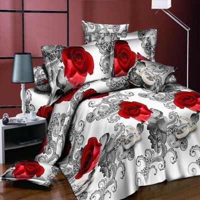 Huis Aanpassing Kleur Microfiber Quilt Cover Bed Sheet Bedden Set met Digitale Print
