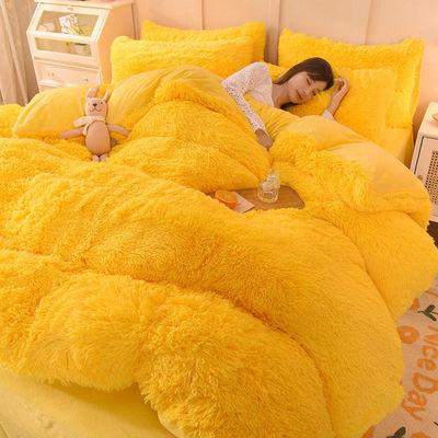 128x68 Stofdichtheid Mink Pel Velvet Fluffy Plush Bedden Set 4 Stuks Regenboogkleur