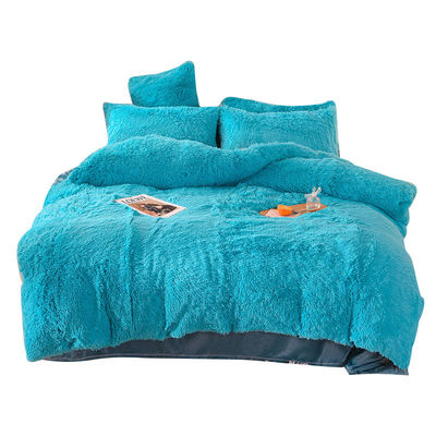 128x68 Stofdichtheid Mink Pel Velvet Fluffy Plush Bedden Set 4 Stuks Regenboogkleur