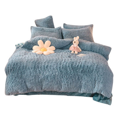 128x68 Stofdichtheid Mink Pel Velvet Fluffy Plush Bedden Set 4 Stuks Regenboogkleur