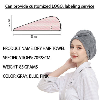 Custom Design Pure Color Microfiber Coral Fleece Droog haar hoed voor snel drogen haar handdoek