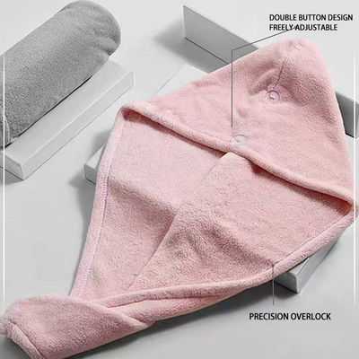 Custom Design Pure Color Microfiber Coral Fleece Droog haar hoed voor snel drogen haar handdoek