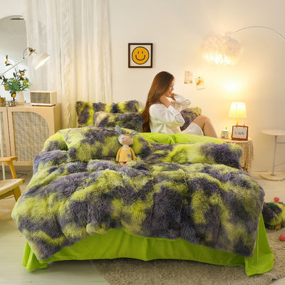 Verdikte designer beddengoed sets 3 stukken Warm kleur matching pluis dekbed voor thuis bruiloft