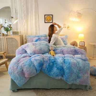 Verdikte designer beddengoed sets 3 stukken Warm kleur matching pluis dekbed voor thuis bruiloft