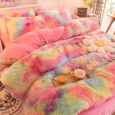 Verdikte designer beddengoed sets 3 stukken Warm kleur matching pluis dekbed voor thuis bruiloft