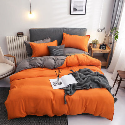 Contrast Kleur 4 Pcs Microfiber beddengoed Set Solid Green Dekbed Cover voor King Size Bed