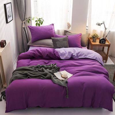 Contrast Kleur 4 Pcs Microfiber beddengoed Set Solid Green Dekbed Cover voor King Size Bed