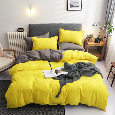 Contrast Kleur 4 Pcs Microfiber beddengoed Set Solid Green Dekbed Cover voor King Size Bed