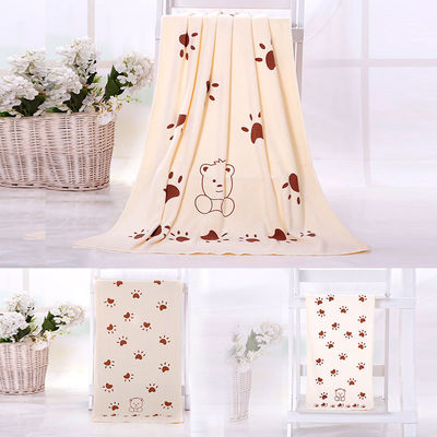Home/Hotel Coral Fleece Soft Towel Set Microfiber Bear Print Bad Towel Set Drie stukken