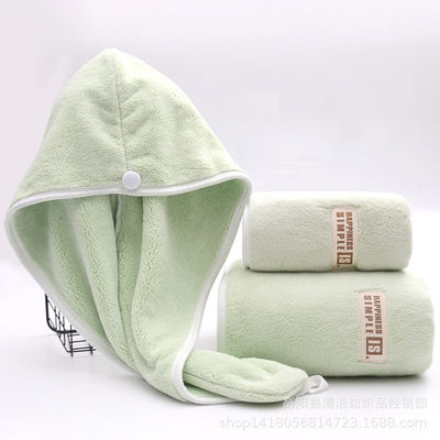 Hoog absorberend koraal fluweel badhanddoek en douchekap geschenk set 1 kg polyester materiaal