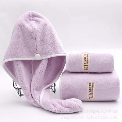 Hoog absorberend koraal fluweel badhanddoek en douchekap geschenk set 1 kg polyester materiaal