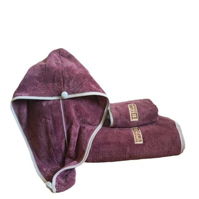 Hoog absorberend koraal fluweel badhanddoek en douchekap geschenk set 1 kg polyester materiaal