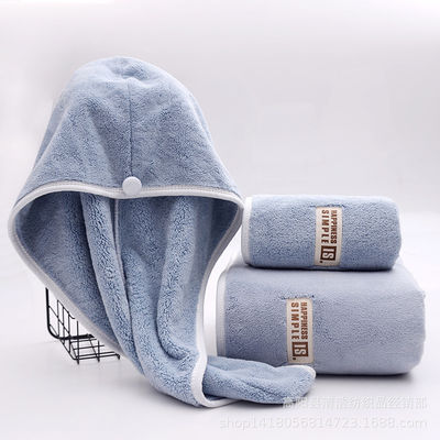 Hoog absorberend koraal fluweel badhanddoek en douchekap geschenk set 1 kg polyester materiaal
