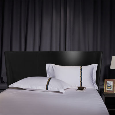 Home Custom 100% katoen satine breed strip 60s Jet wit borduurwerk Luxe dekbed cover set