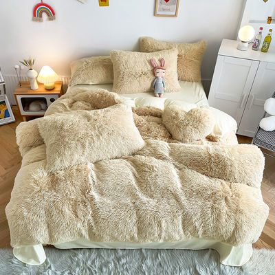 Double Queen King Solid Color Verdikte Warm Mink Velvet 4pcs Set voor de herfst-winter