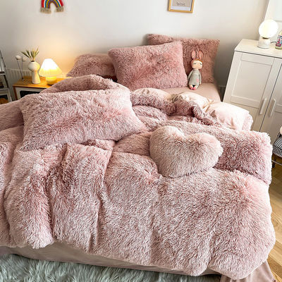 Double Queen King Solid Color Verdikte Warm Mink Velvet 4pcs Set voor de herfst-winter