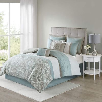 Bloem gedrukt luxe beddengoed Set voor Queen Size Bed 7 Piece Duvet Cover Set