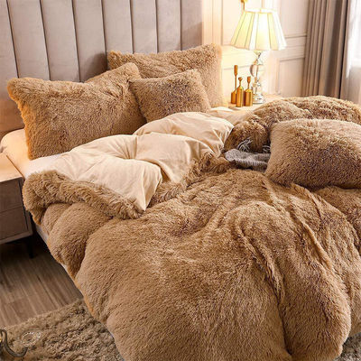 Crystal Velvet Plush Fluffy Bedden Vierdelige Set Comforter met 100% Polyestervezel