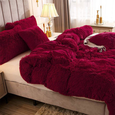Crystal Velvet Plush Fluffy Bedden Vierdelige Set Comforter met 100% Polyestervezel