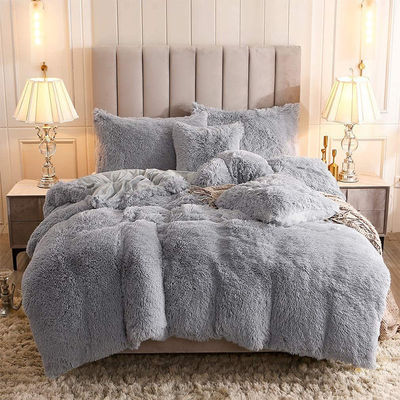 Crystal Velvet Plush Fluffy Bedden Vierdelige Set Comforter met 100% Polyestervezel