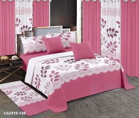 Fashion Red Wedding Flower 13pcs beddengoed met maat en passende gordijnen
