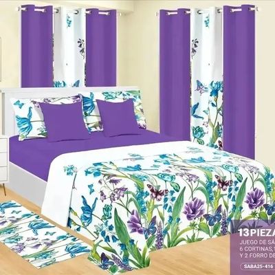 Fashion Red Wedding Flower 13pcs beddengoed met maat en passende gordijnen