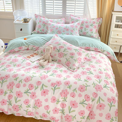 Grade A 2024 Trend Verdikte Gepoetste Gewassen Katoenen Bedden Vierdelige Set Plaat Groothandel