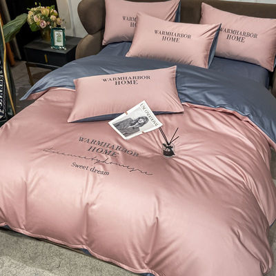 Geometrisch Lyocell 100% Tencel Bedden Set met Strip Design Dekbed Set Op maat