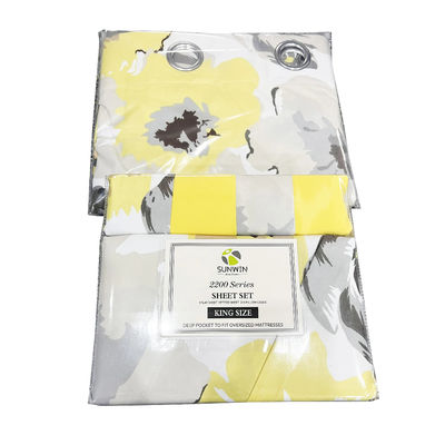 Home 100% polyester geel bloemen bedden set met 2 gordijnen 8 stukken