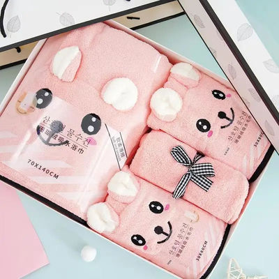 Custom Logo Quick Dry 4 Piece Bad Towel Set Soft Touch Hand and Face Print Luxe Towel Set voor alle leeftijden