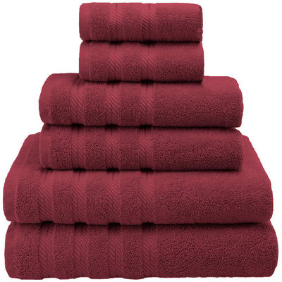 Super Soft Luxury Dobby Border 6 stukken 100% katoenen handdoek voor badkamer douche geweven