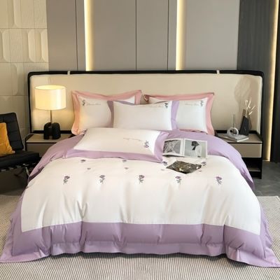 Uitstekend borduurwerk 100% katoenen dekbed voor een comfortabele slaap 4 stuks