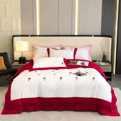 Uitstekend borduurwerk 100% katoenen dekbed voor een comfortabele slaap 4 stuks