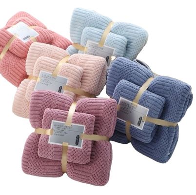 Klanten logo Dikke absorberende polyester handdoek Baddoek sets met gunstige raster