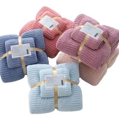 Dikke en zachte Coral Fleece Bad Towel Set Perfect voor alle leeftijden Goede raster ontwerp