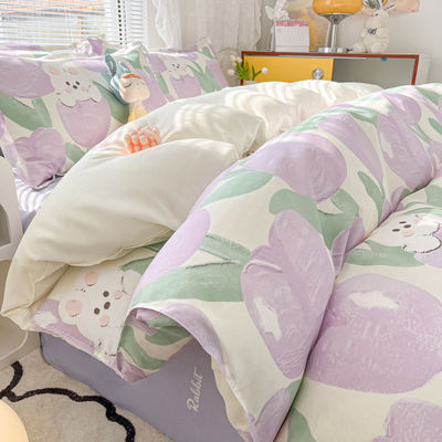Plain Style 4 Piece Polyester Quilt Bedden Set met aanpassingsopties