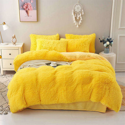 4 stukken Multi-Color beddengoed Set voor kinderen Meisjeskamer in bont Fluffy Plush