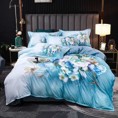 2023 Gewassen zijde comfortabel beddenmg Set diagonaal drukbedden luxueus beddek bloem