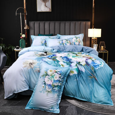 2023 Gewassen zijde comfortabel beddenmg Set diagonaal drukbedden luxueus beddek bloem