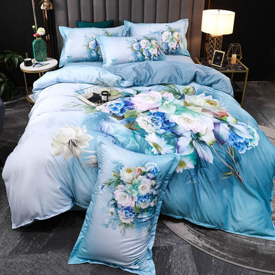 2023 Gewassen zijde comfortabel beddenmg Set diagonaal drukbedden luxueus beddek bloem