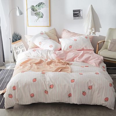 100% katoenen dekbed set Kawaii aardbeien dekbed voor babybed in de slaapkamer