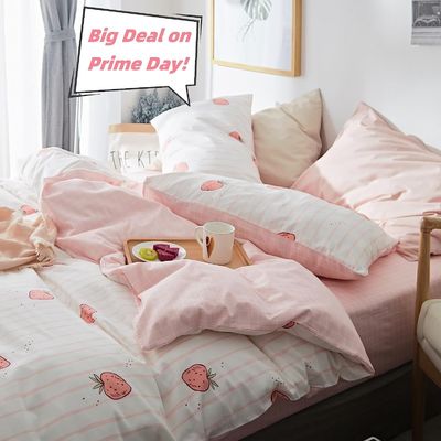100% katoenen dekbed set Kawaii aardbeien dekbed voor babybed in de slaapkamer
