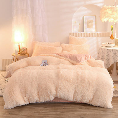 Mink Fleece Flannel Bedden Set met Solid Color Dekbed Cover en kussens