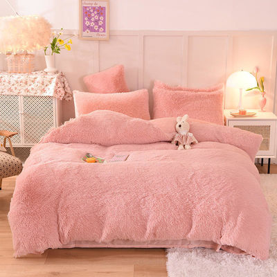 Mink Fleece Flannel Bedden Set met Solid Color Dekbed Cover en kussens