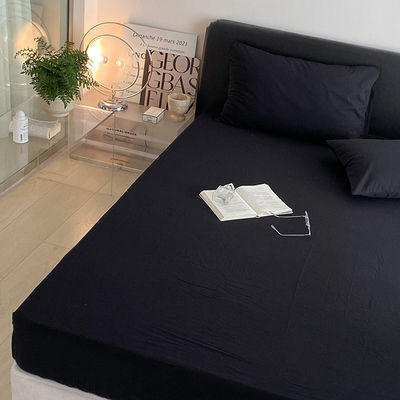 1.2m 4 voet King-Size beddengoed Set in massief zwart gewassen katoen met overeenkomstige gordijnen