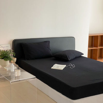 1.2m 4 voet King-Size beddengoed Set in massief zwart gewassen katoen met overeenkomstige gordijnen