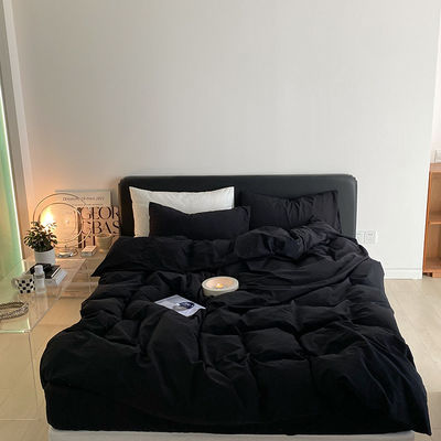1.2m 4 voet King-Size beddengoed Set in massief zwart gewassen katoen met overeenkomstige gordijnen