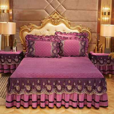 Slijpen winterbeddek set 4 stuk luxe geborduurde beddengoed voor 2,0m 6,6 voet Bedgrootte