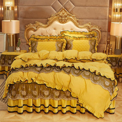 Slijpen winterbeddek set 4 stuk luxe geborduurde beddengoed voor 2,0m 6,6 voet Bedgrootte
