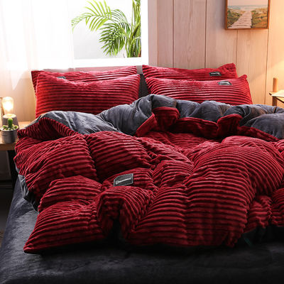 Queen/King Size Fleece Velvet Duvet Cover Bedden Set met winterbedden en gedrukte patronen